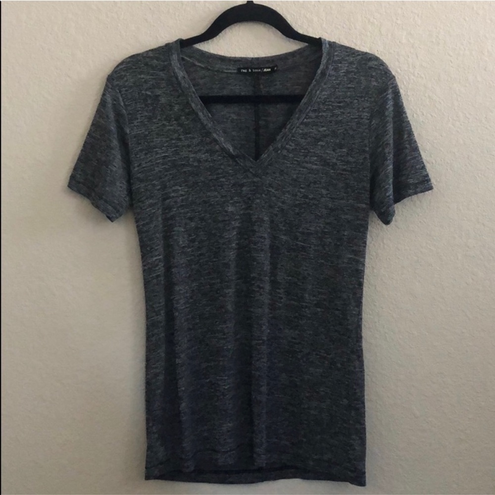 Rag & Bone Black Grey V-neck Top Sz XS Stretchy